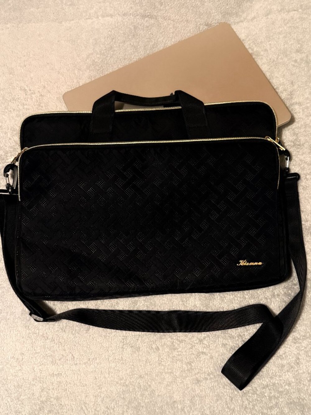 KIZUNA 17" Laptop Briefcase Messenger Bag Black Padded Shoulder Strap New
